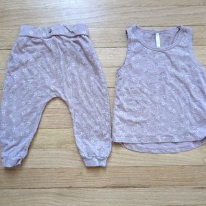 Rylee + Cru Dusty Pink Daisy Tank Top and Pant Set, size 18-24 months